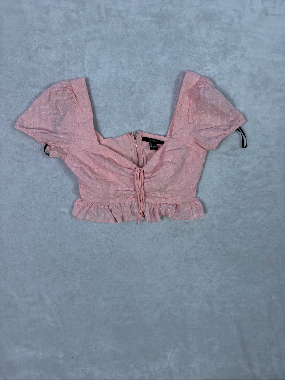 Forever 21 Blush Pink‎ Lace Tie-Front Crop Top